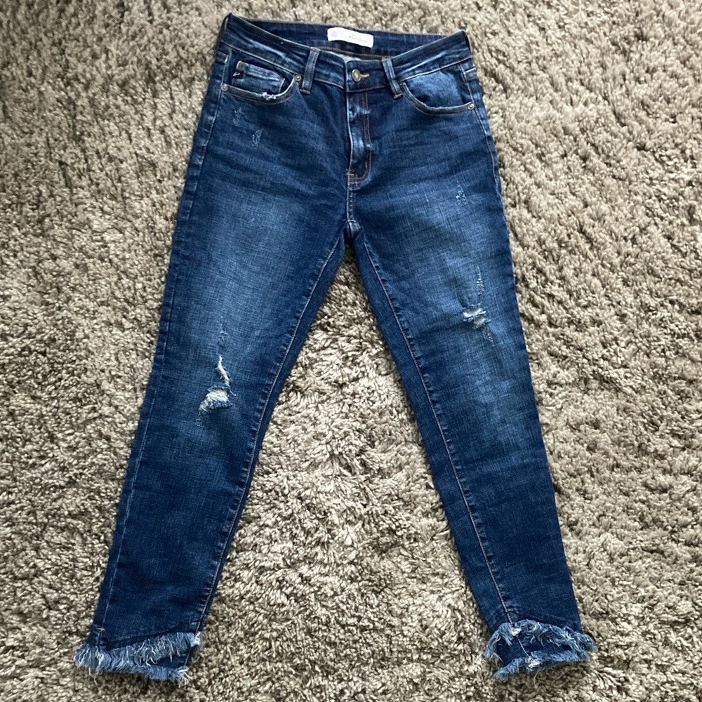 KanCan Distressed Ankle Jeans in Blue
